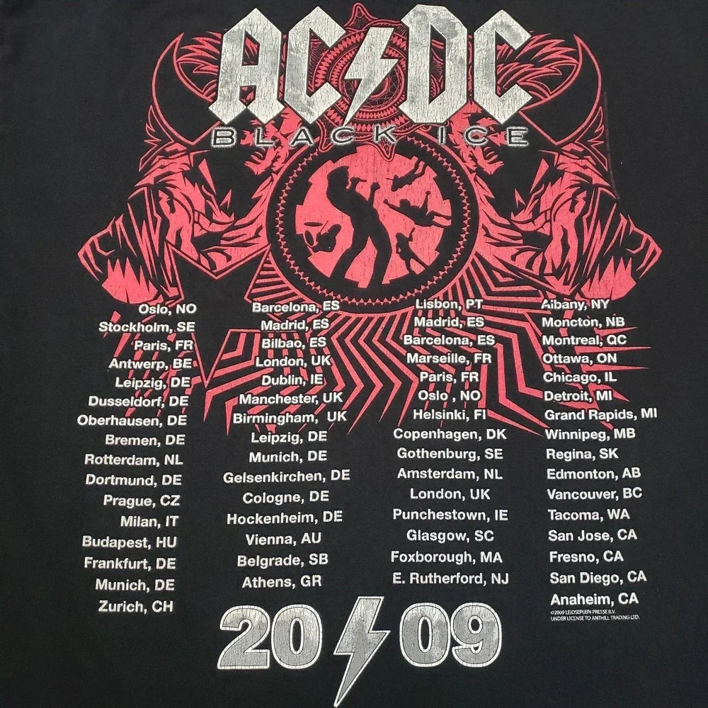 Vintage AC DC Shirt Mens Large Black Anvil Rock n Roll Train‎ Short Sleeve